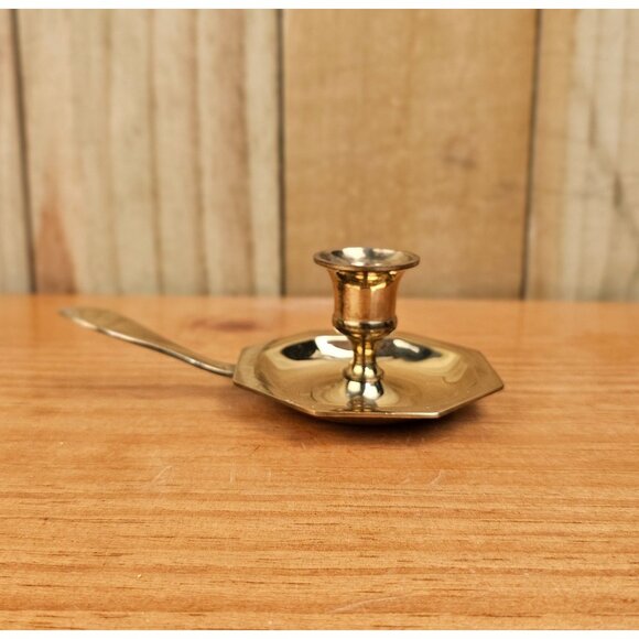 Vintage Brass Candlestick Holder with Handle - Picture 1 of 7